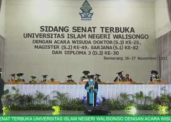 Sidang Senat Terbuka di Auditorium II Kampus 3 UIN Walisongo Semarang, Selasa (16/11/21)