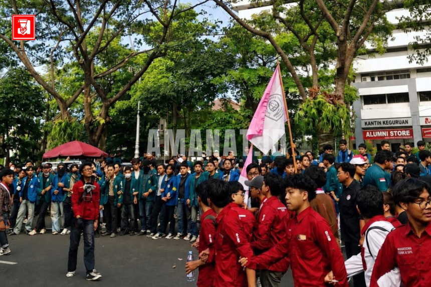 aksi tuntut prabowo-gibran, mahasiswa semarang, bem sera, hmi cabang semarang, konsolidasi